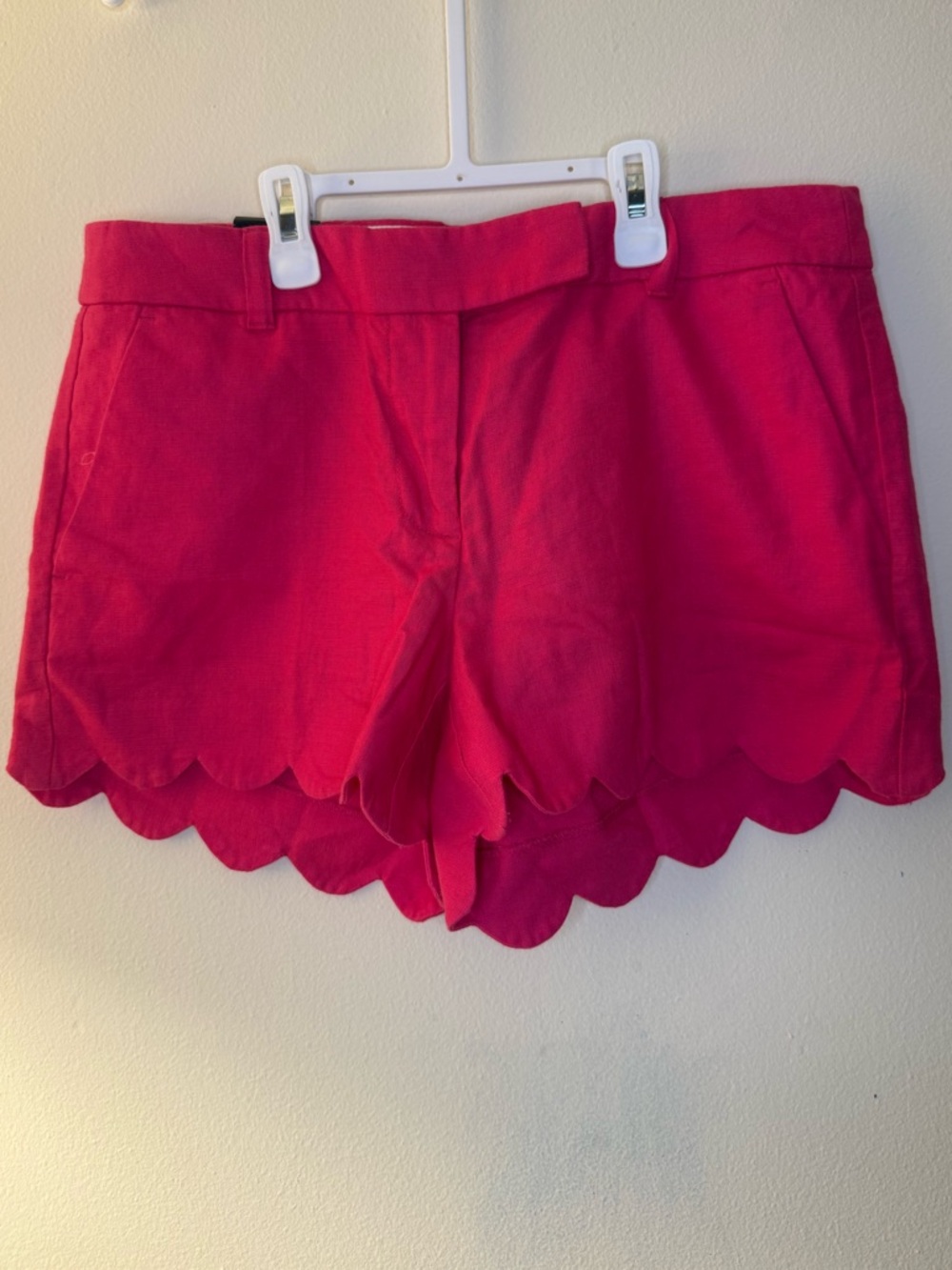 J. Crew Hot Pink Scallop Hem Bermuda Shorts